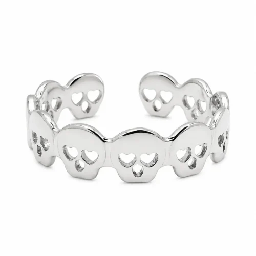 Anillo Acero Inox Calaveras Ojo Corazon 5mm Ajustable (7)