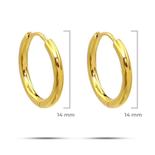 Aretes Acero Tipo Pendiente Huggies Aro Clásica 14 mm (1)