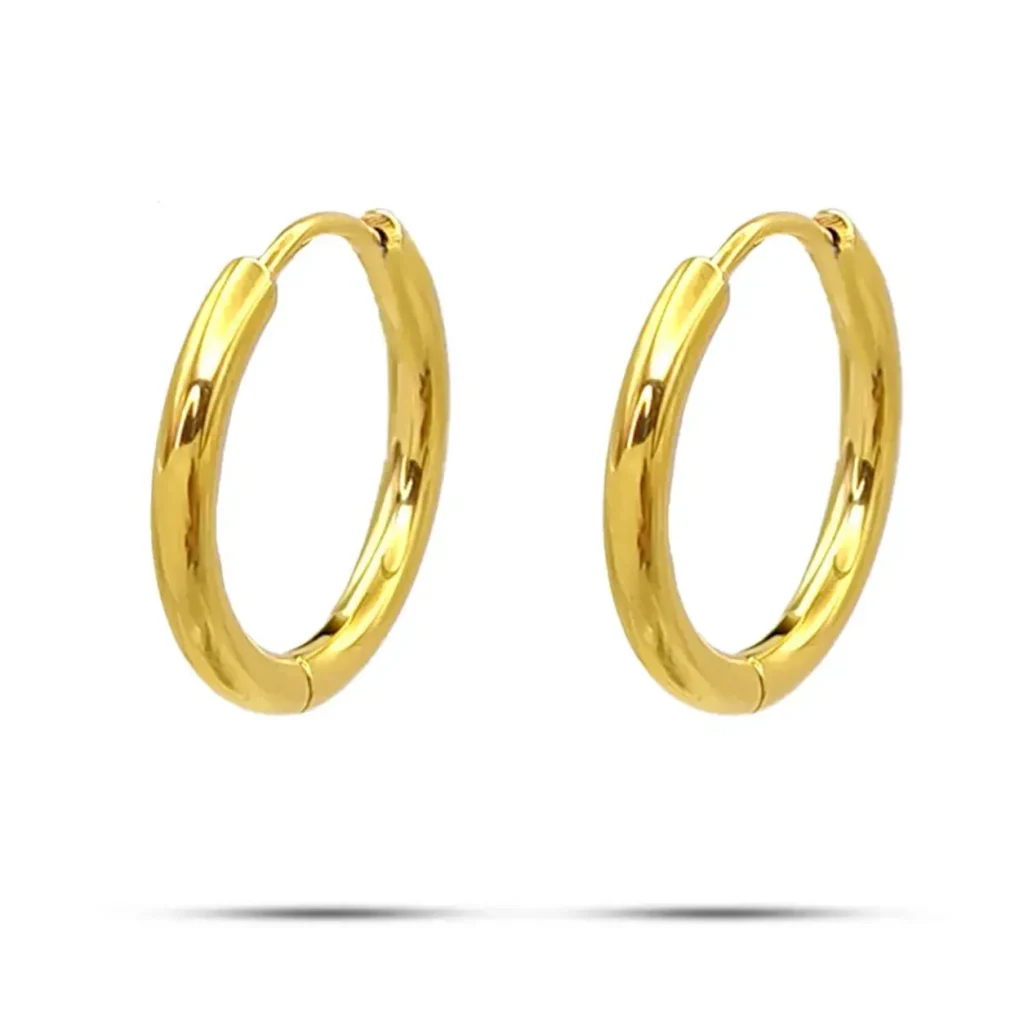Aretes Acero Tipo Pendiente Huggies Aro Clasica 14 mm