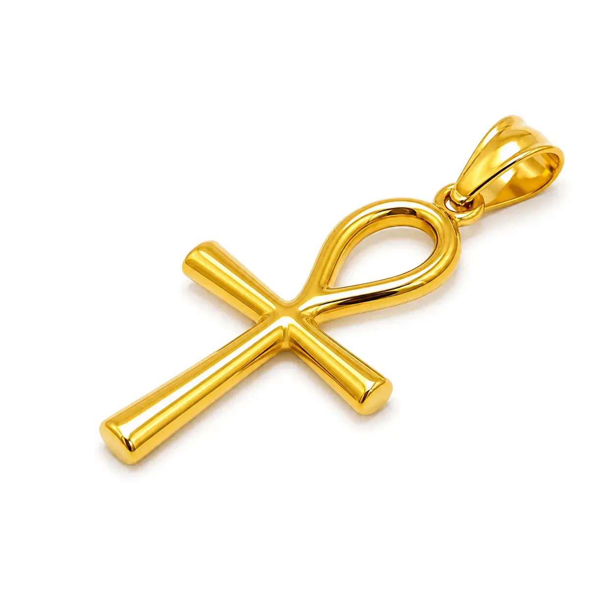 Dije Acero Dorado Cruz Egipcia Ansada Llave Inmortalidad 3