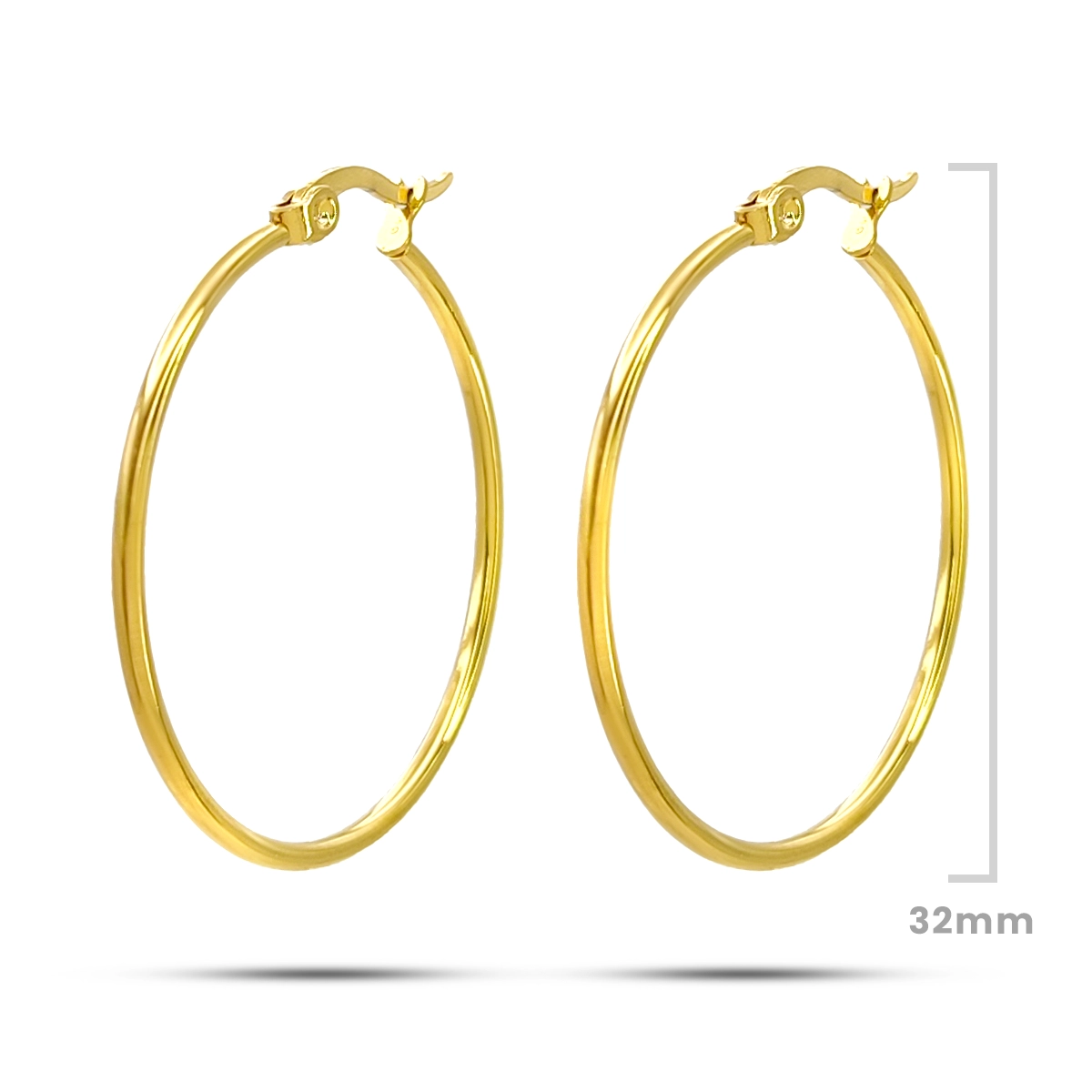 Aretes Acero Dorado Arracada Sencilla Delgada 32 mm 1 1