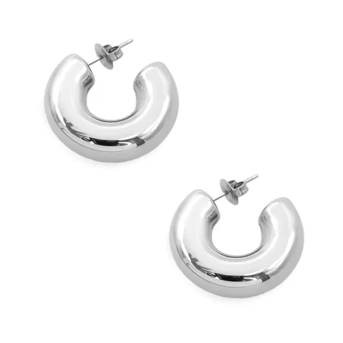 Aretes Acero Inox Arracada Tubular Lisa Pulida Chunky (3)