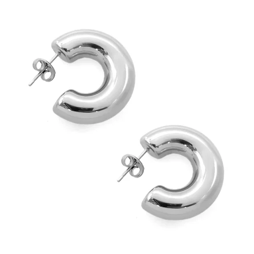 Aretes Acero Inox Arracada Tubular Lisa Pulida Chunky (5)