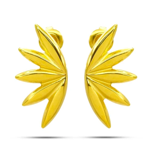 Aretes Acero Inox Hoja Media Flor Cinco Petalos Elegante (1)