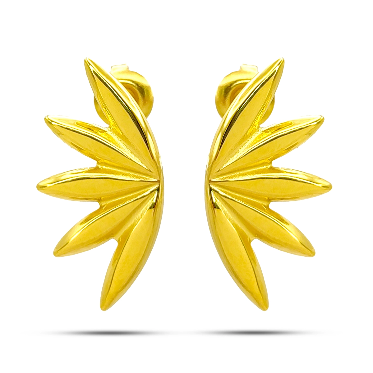 Aretes Acero Inox Hoja Media Flor Cinco Petalos Elegante 1