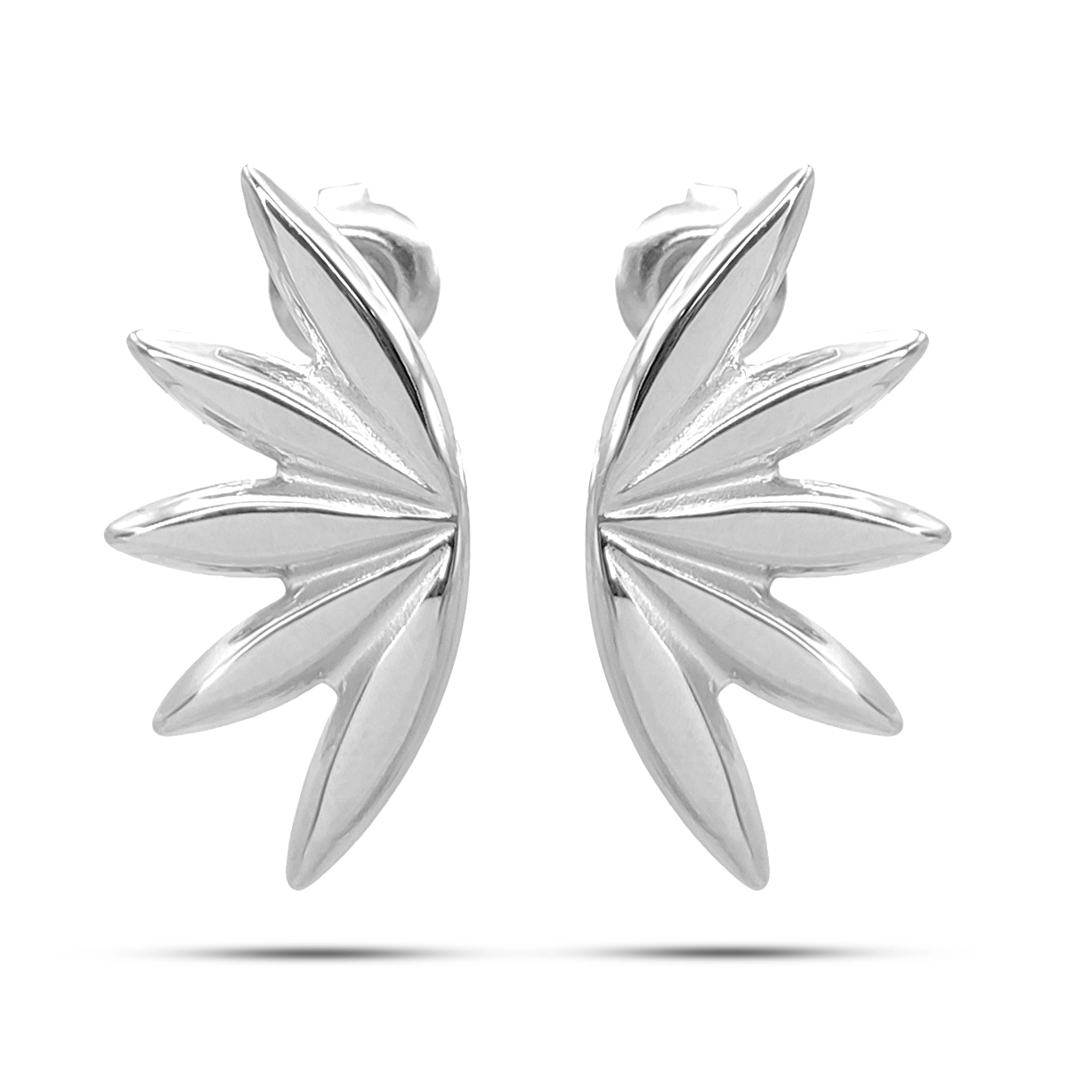 Aretes Acero Inox Hoja Media Flor Cinco Petalos Elegante 5 Aretes Acero Inox Hoja Media Flor Cinco Petalos Elegante - Image 3