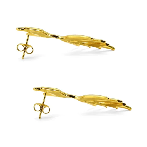 Aretes Acero Inox de Noche Elegantes Hojas Rama Palmera (4)