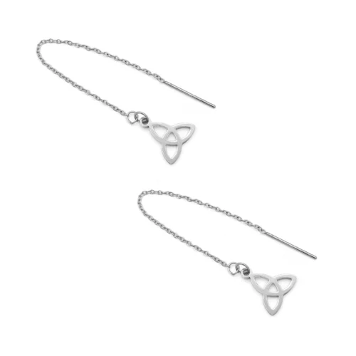 Aretes Acero Plateado Tipo Violadores Colgante Triqueta (3)
