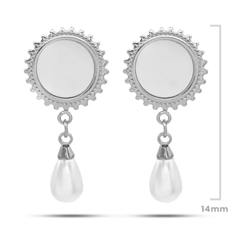 Aretes Acero Plateado de Clip Ajustable Perla Colgante (4)