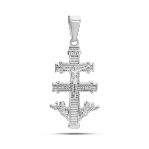Dije Acero Cruz Caravaca Símbolo Fé Escudo Protección (7)