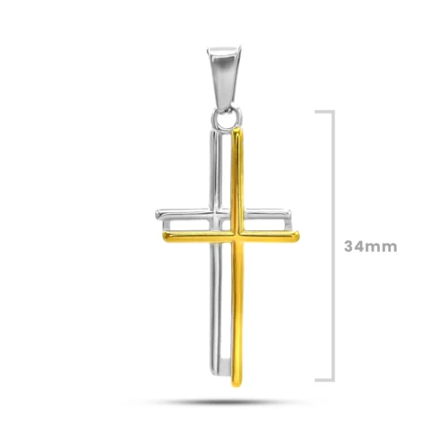 Dije Acero Inox Bicolor Cruz Lineas Rectas Cruzadas (1)