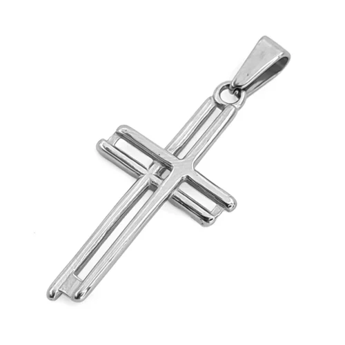 Dije Acero Inox Bicolor Cruz Lineas Rectas Cruzadas (4)