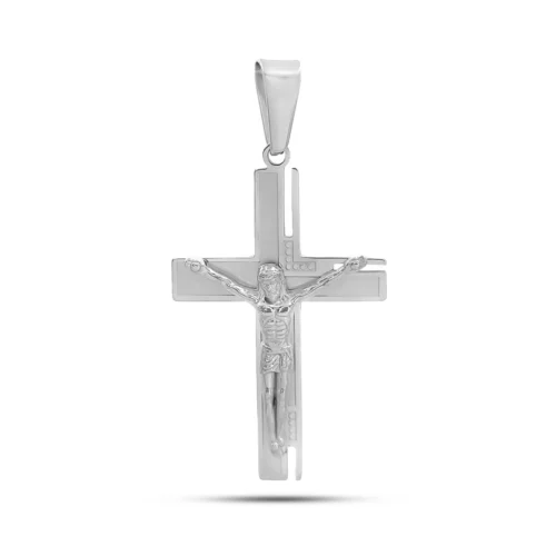 Dije Acero Inox Crucifijo Cruz Detallada Mate Cristo (7)