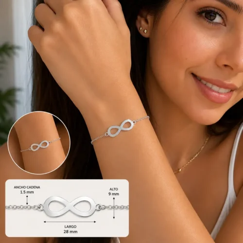 Pulsera Acero Plateado Simbolo Infinito Liso Sencilla (3)
