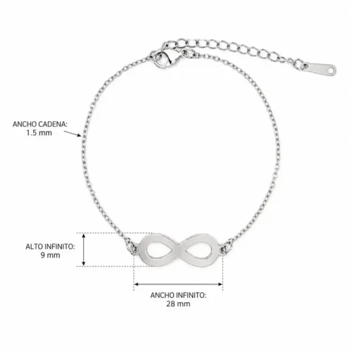 Pulsera Acero Plateado Simbolo Infinito Liso Sencilla (4)