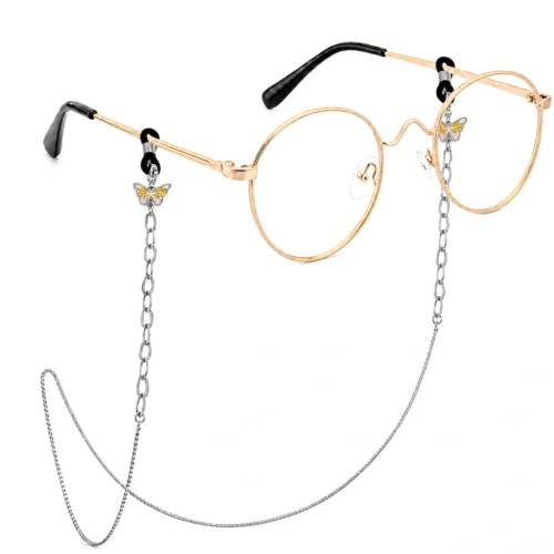 Cadena Lentes Acero Eslabon Oval Diseño Mariposa Esmalte (11)