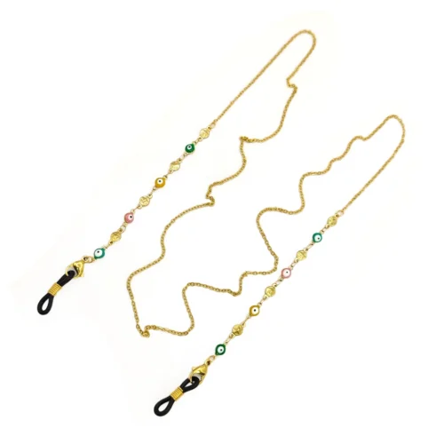Cadena Lentes Acero Inox Dorado Ojo Turco Estrellas (4)