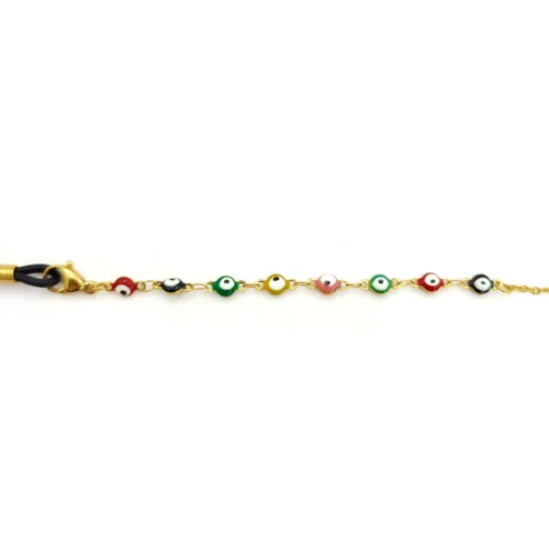 Cadena Lentes Acero Inox Dorado Ojo Turco Multicolor