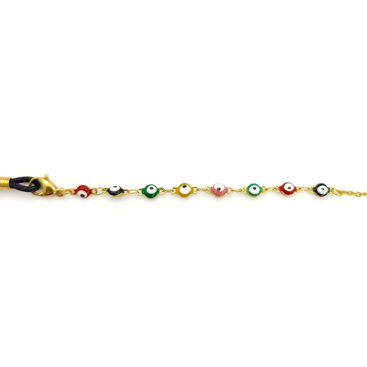 Cadena Lentes Acero Inox Dorado Ojo Turco Multicolor
