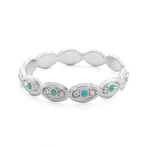 Anillo Acero Cristales Ojos Unidos Pupila Azul Ajustable (5)