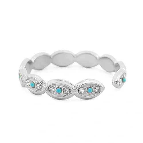Anillo Acero Cristales Ojos Unidos Pupila Azul Ajustable (7)