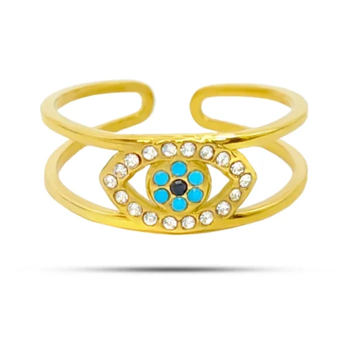 Anillo Acero Doble Linea Ojo Cristales Pupila Azul (9)