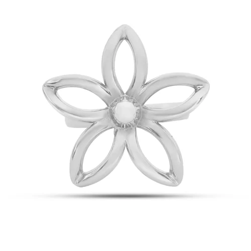 Anillo Acero Inox Contorno Delgado Flor Liso Ajustable (8)