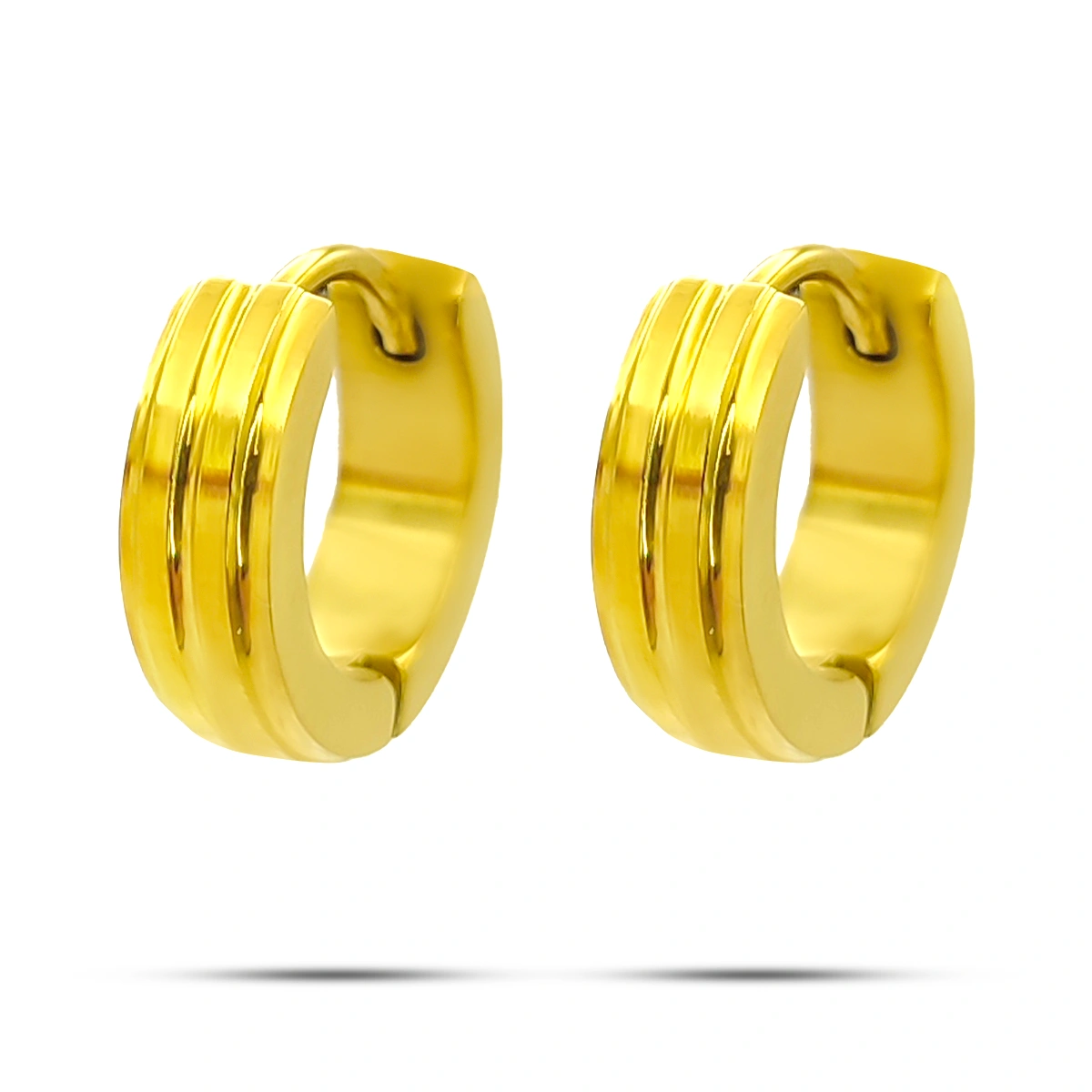 Aretes Acero Arracada Huggies Lineas Verticales Lisas 1 1
