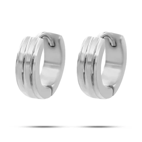 Aretes Acero Arracada Huggies Lineas Verticales Lisas (3)