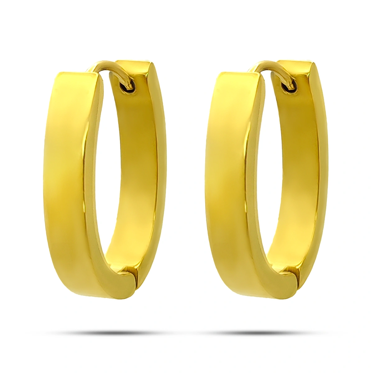 Aretes Acero Arracada Oval Rectangular Cierre Huggie 1
