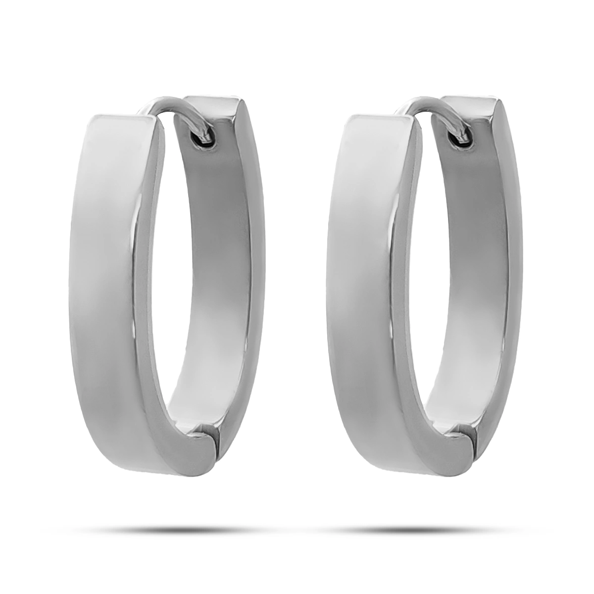 Aretes Acero Arracada Oval Lisa Cierre Huggie 21 mm 5 Aretes Acero Arracada Oval Lisa Cierre Huggie 21 mm - Image 3
