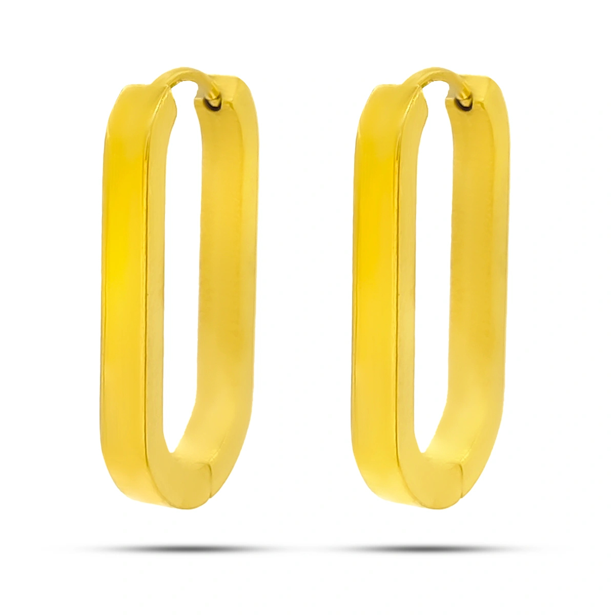 Aretes Acero Arracada Oval Rectangular Cierre Huggie 6