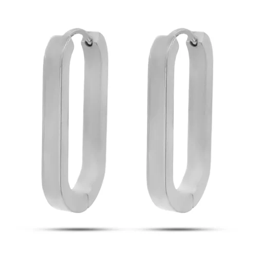 Aretes Acero Arracada Oval Rectangular Cierre Huggie (8)