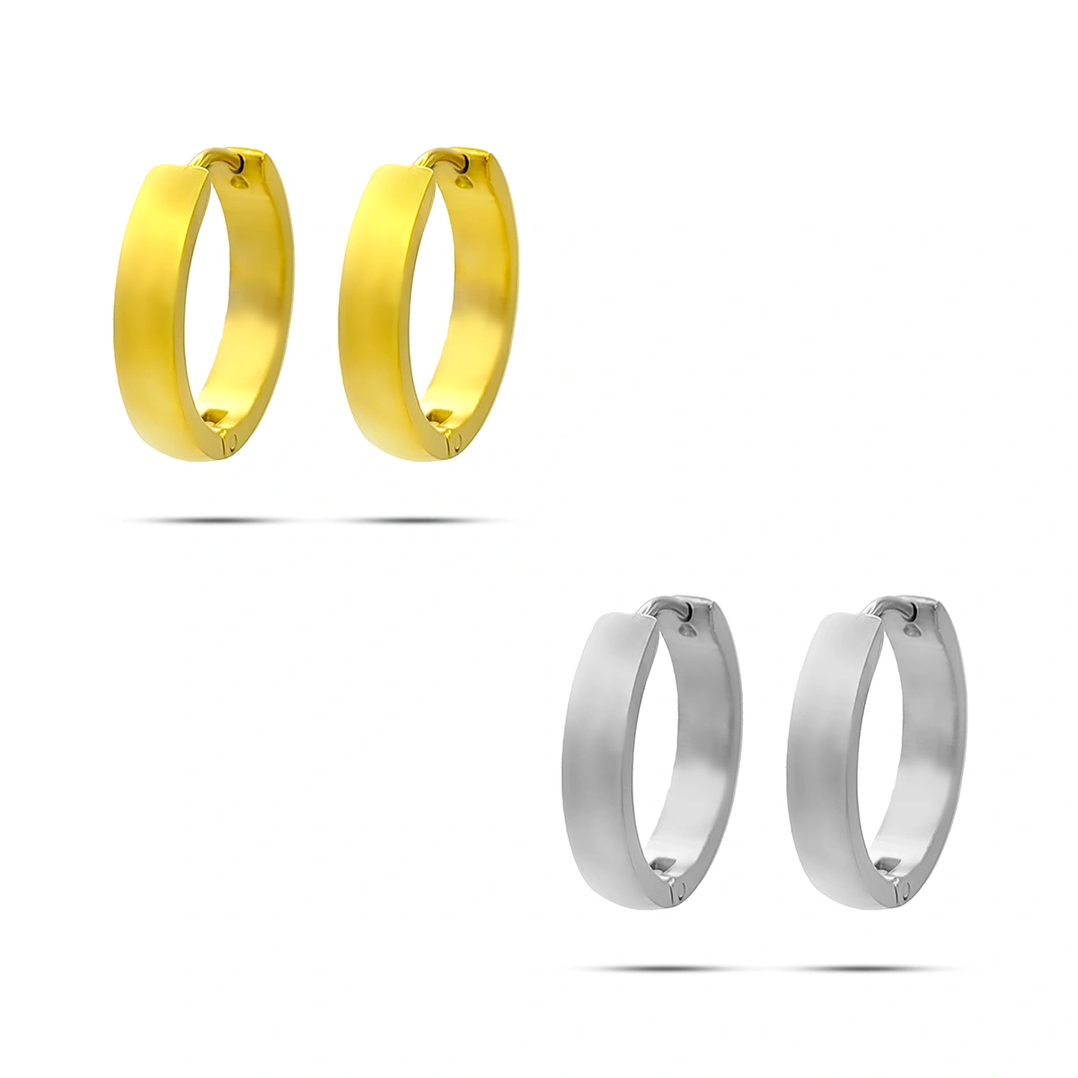 Aretes Acero Casual Arracada Lisa Cierre Huggie 20 mm 1 1