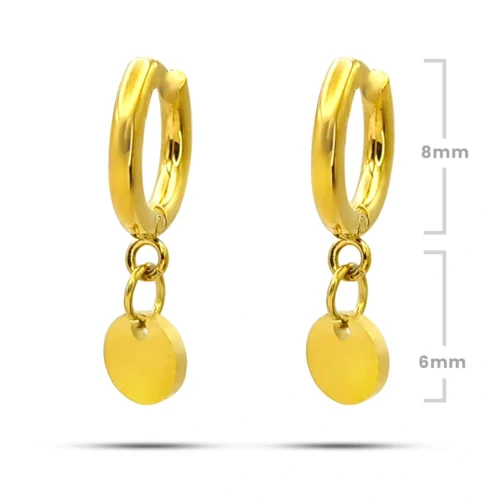 Aretes Acero Dorado Arracada Huggie Colgante Circulo Liso (2)