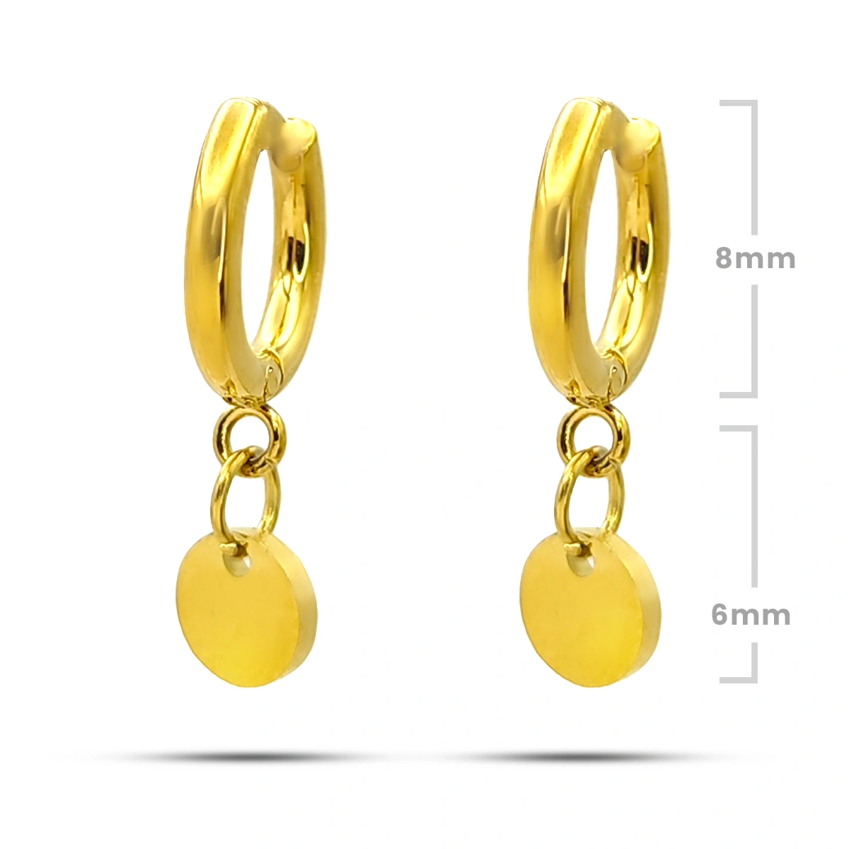 Aretes Acero Dorado Arracada Huggie Colgante Circulo Liso 2