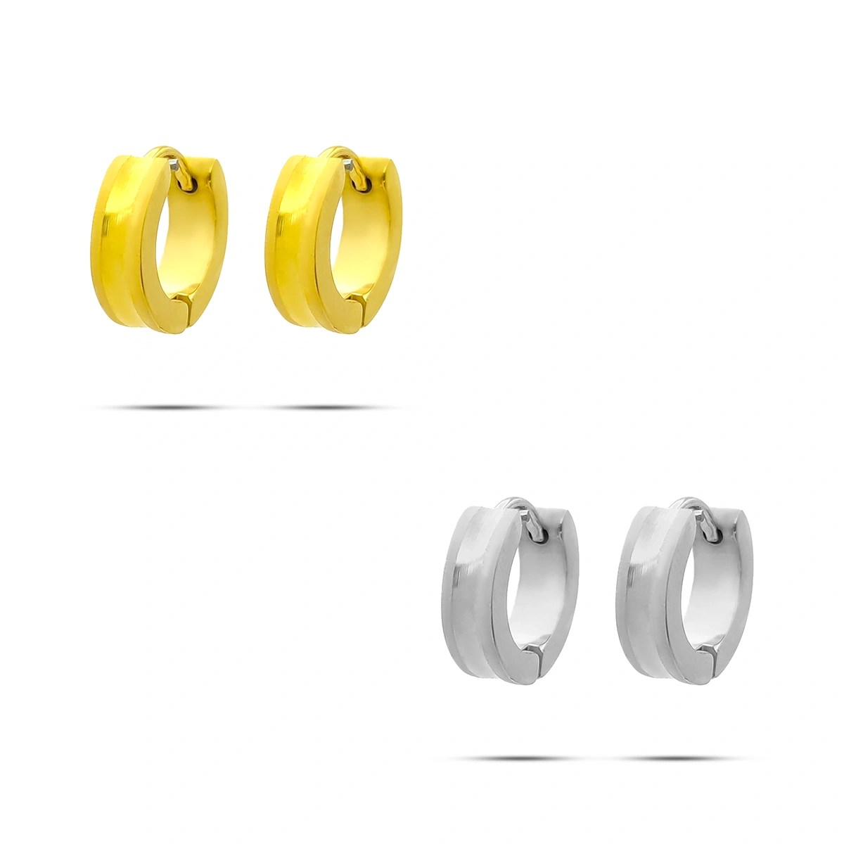 Aretes Acero Inox Arracada Huggies Biselado Cepillado 1 1