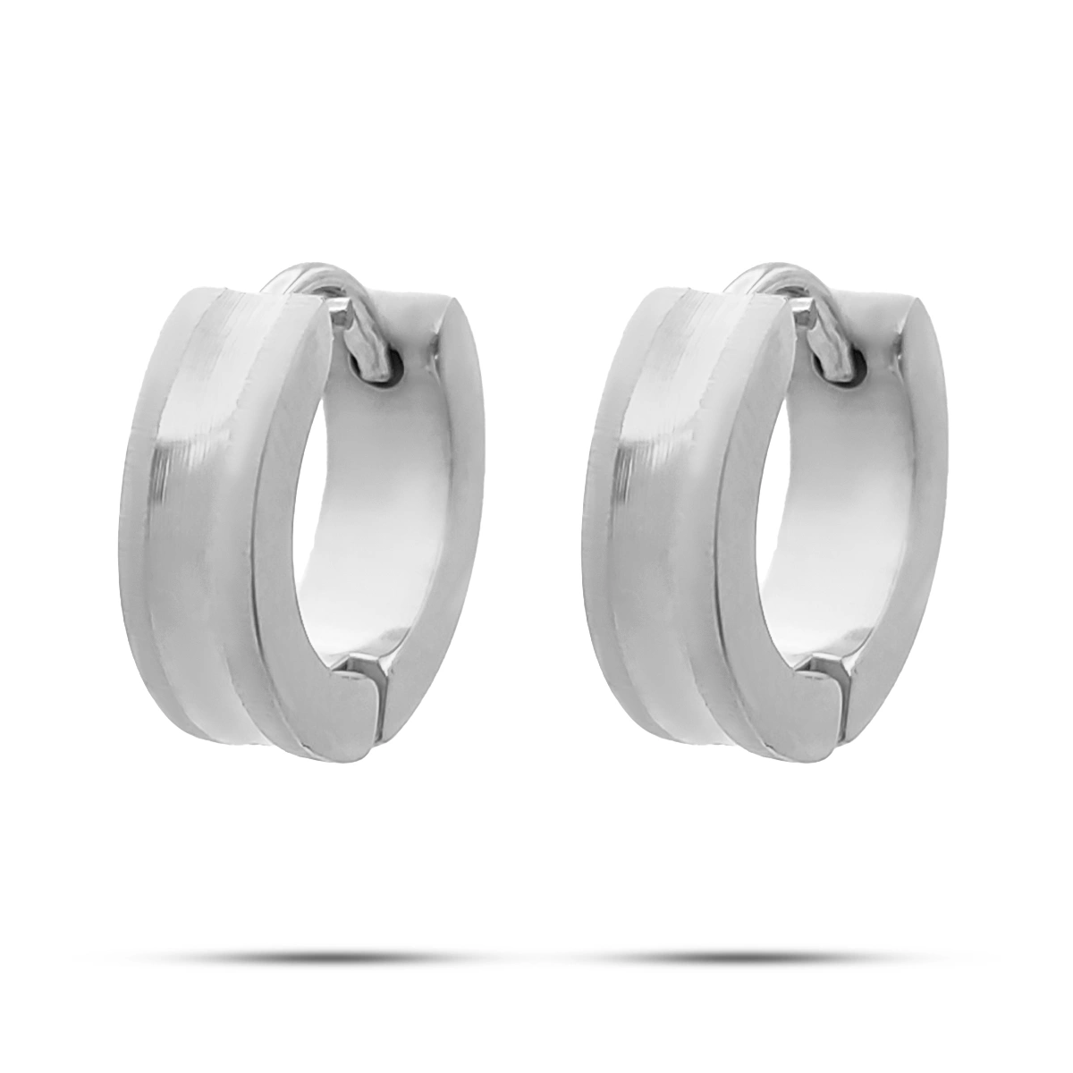 Aretes Acero Inox Arracada Huggies Biselado Cepillado 5 Aretes Acero Inox Arracada Huggies Biselado Cepillado - Image 3