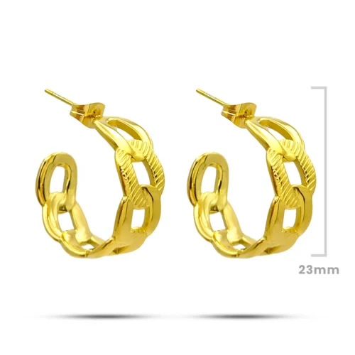Aretes Acero Inox Media Arracada Cadena Estriada y Lisa (3)