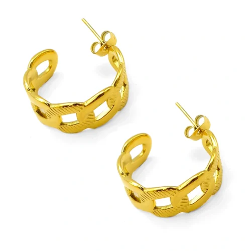 Aretes Acero Inox Media Arracada Cadena Estriada y Lisa (5)
