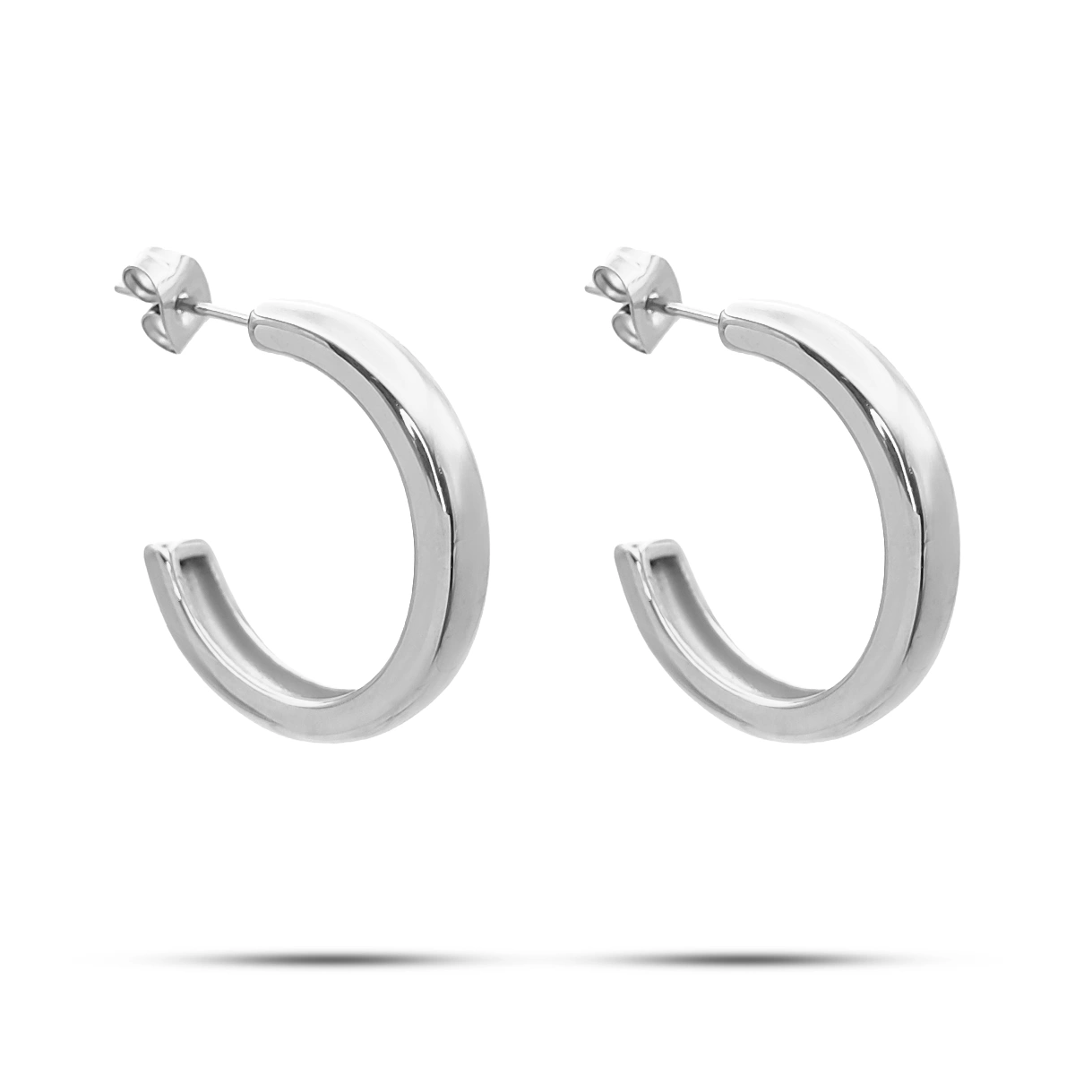 Aretes Acero Inox Media Arracada Lisa Pulida Casual 25 mm 5 Aretes Acero Inox Media Arracada Lisa Pulida Casual 25 mm - Image 3
