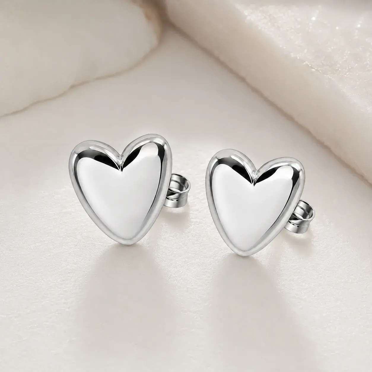 Aretes Acero Inox Plateado Corazon Broquel Liso Pulido 8 Aretes Acero Inox Plateado Corazon Broquel Liso Pulido - Image 6