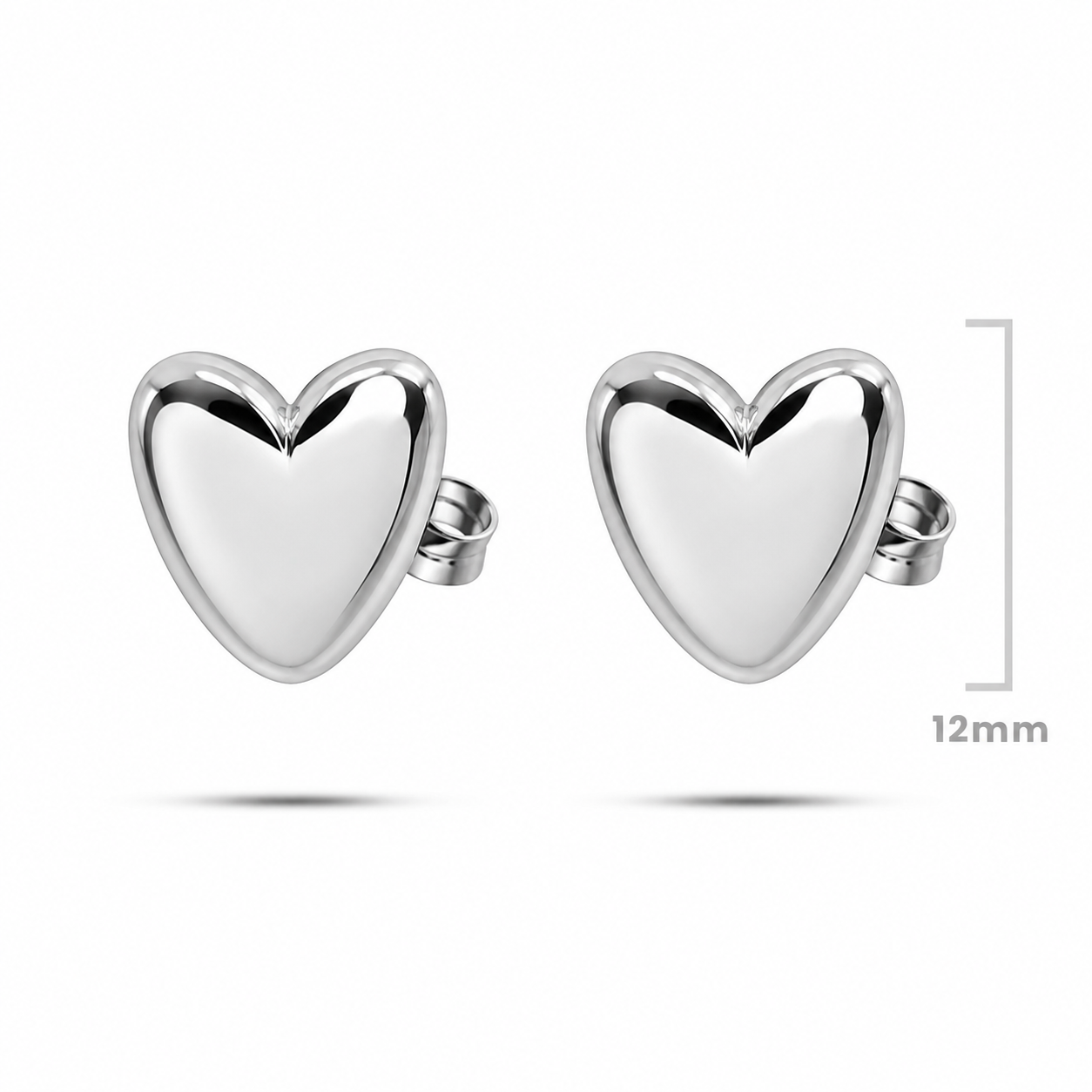 Aretes Acero Inox Plateado Corazon Broquel Liso Pulido 6 Aretes Acero Inox Plateado Corazon Broquel Liso Pulido - Image 4