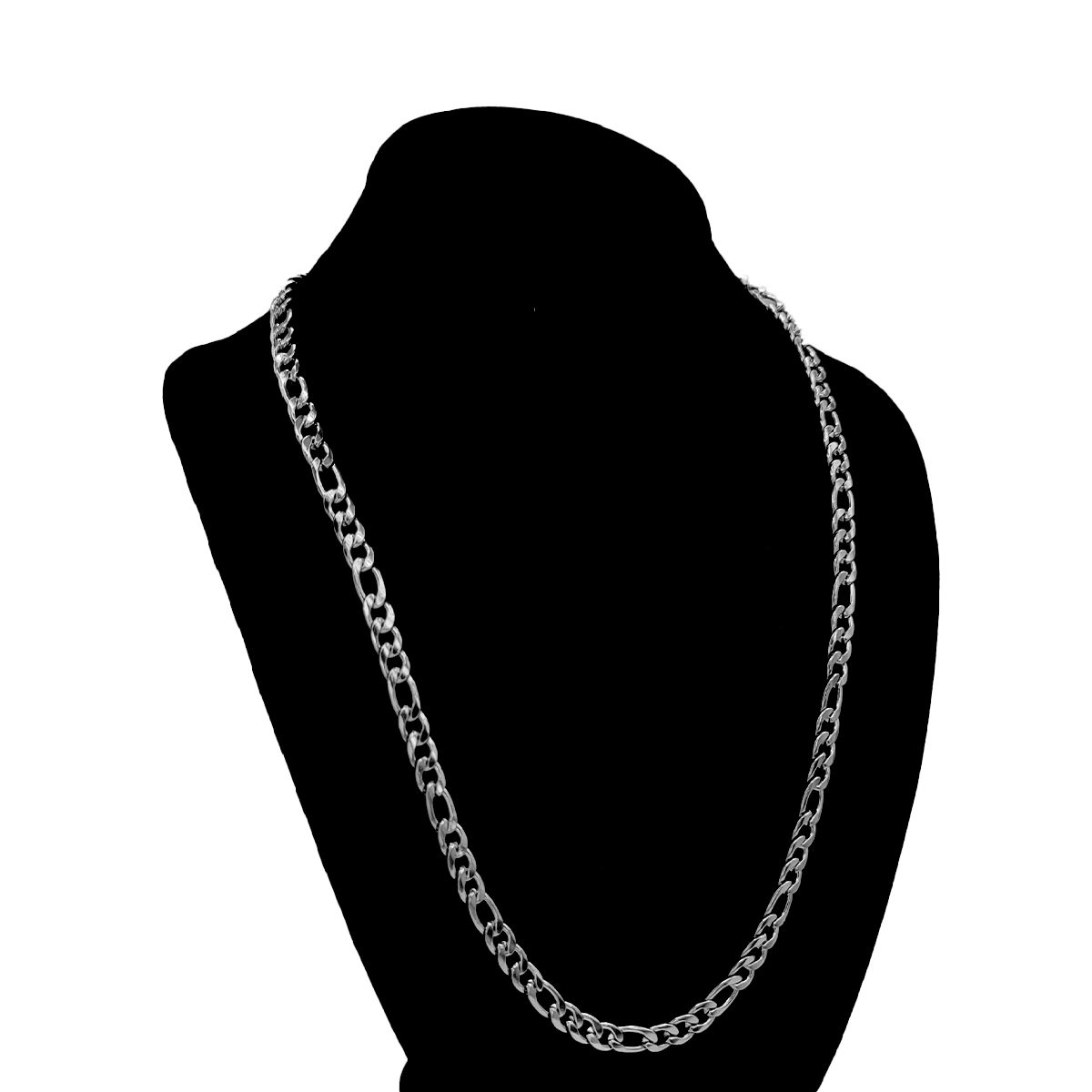 Cadena Acero Inox Plateado 3x1 Figaro Sencilla Casual 4