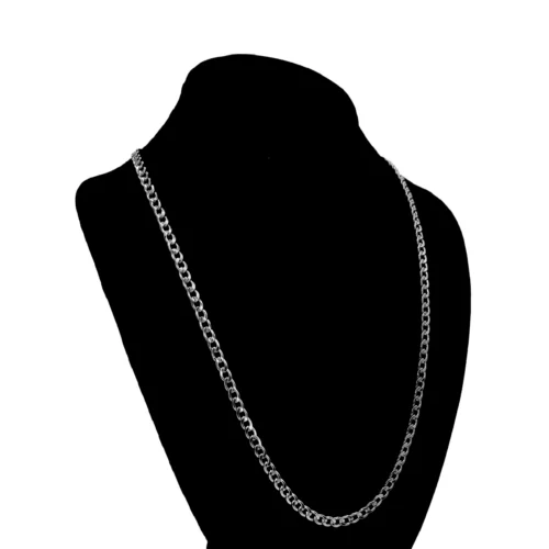 Cadena Acero Plateado Cubana Casual Sencilla Pulida (1)