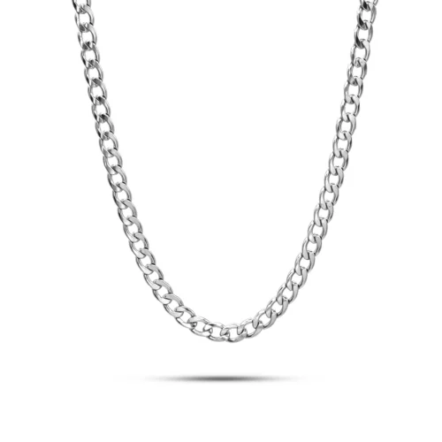Cadena Acero Plateado Cubana Casual Sencilla Pulida (2)