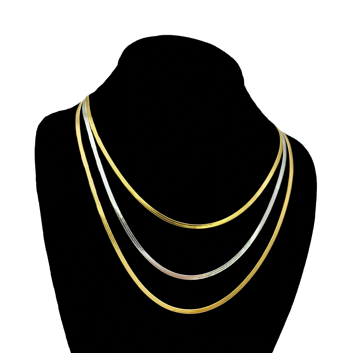 Collar Acero Bicolor Triple Panza de Vibora Planchada 6 Collar Acero Bicolor Triple Panza de Vibora Planchada - Image 4