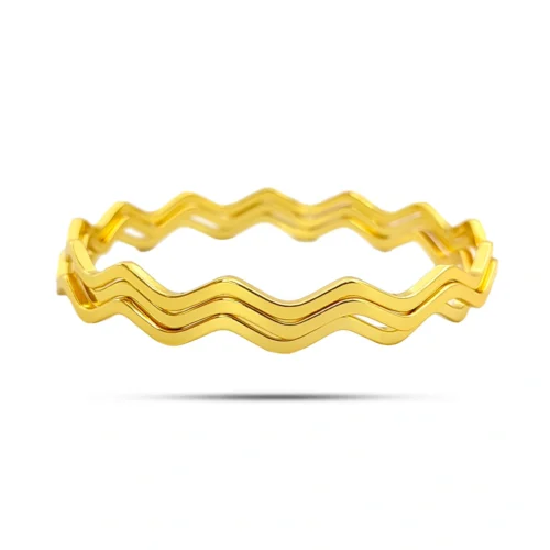 Pulsera Acero Inox Dorado Conjunto Fin de Semana Zig Zag (2)