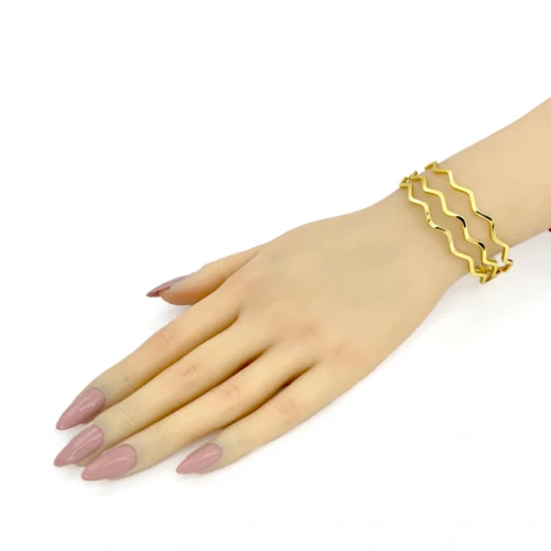 Pulsera Acero Inox Dorado Conjunto Fin de Semana Zig Zag (4)