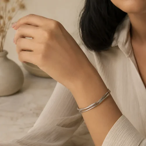 Pulsera Acero Plateado Fin de Semana Delgado Entrelazado (3)